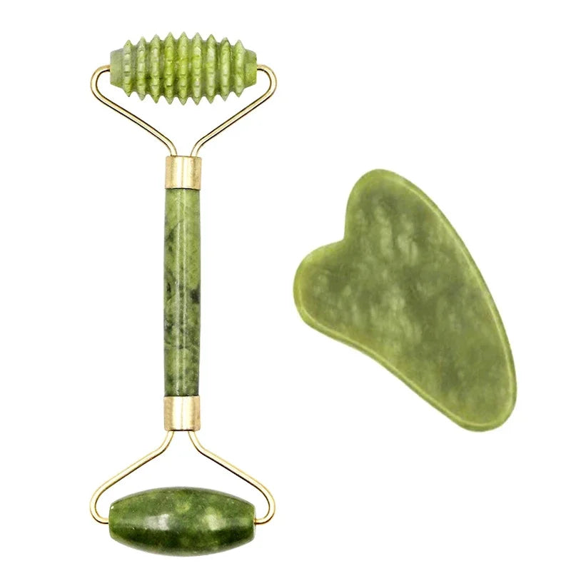 Gua sha en pierre naturelle -  "Jade Roller" Gua Sha