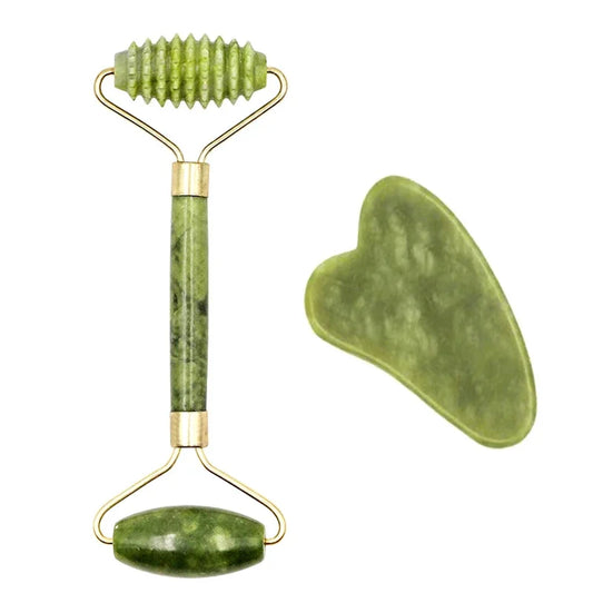 Gua sha en pierre naturelle -  "Jade Roller" Gua Sha